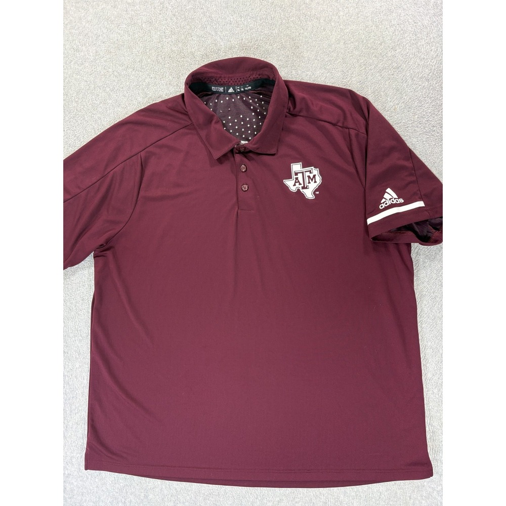 Texas A&M Aggies Adidas Screened Logo S/S Campus Polo Shirt (Men's 2XL) Maroon